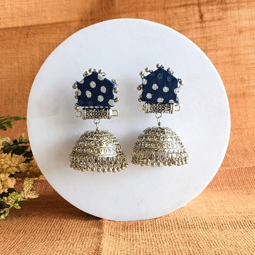 Indigo Print Cotton Jhumka