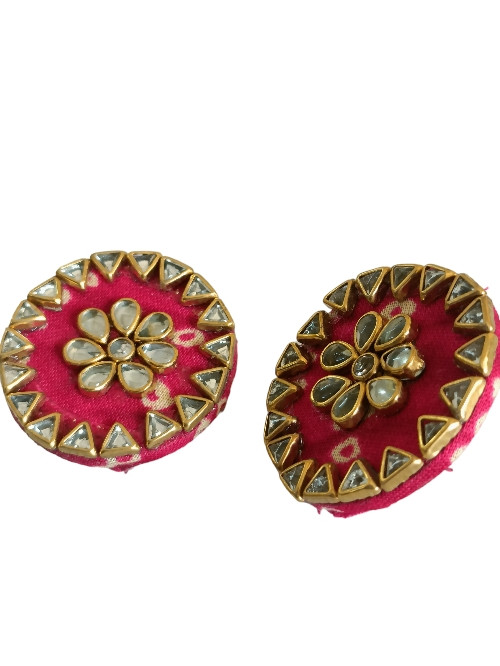 Red Kundan Finger Adjustable Ring