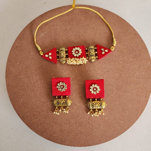 Gajji Silk Fabric Kundan Choker