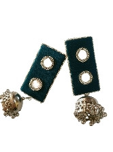 Cushion Green Golden Mirror Earrings