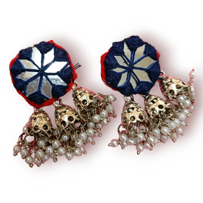 Blue ajrakh earrings